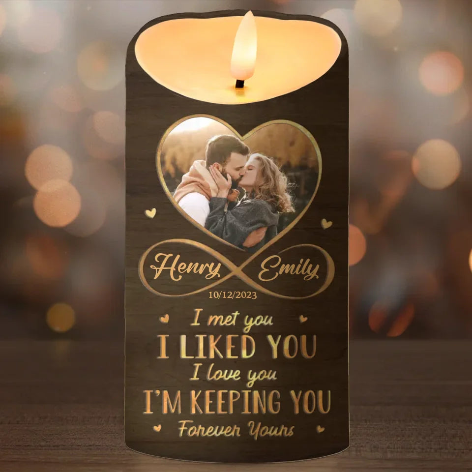Custom Photo You Make My Heart Skip A Beat - Couple Personalized Custom LED Candle - Christmas Gift For Husband Wife, Anniversary
