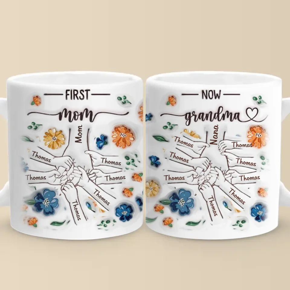 A Grandma’s Heart Is A Mother’s Love Multiplied - Family Personalized Custom 3D Inflated Effect Printed Mug - Gift For Mom, Grandma