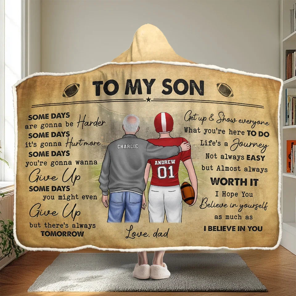 Lace Up, Show Up, Never Give Up - Family Personalized Custom Snuggle Blanket, Hoodie Blanket - Gift For Family Members, Sport Lovers, Sport Players