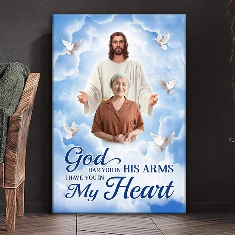 Custom Photo I Have You In My Heart - Memorial Personalized Custom Vertical Canvas - Sympathy Gift For Family Members
