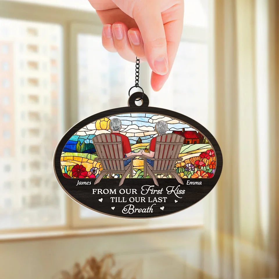 With You, Every View Is Perfect - Couple Personalized Window Hanging Suncatcher Ornament - Gift For Husband Wife, Anniversary