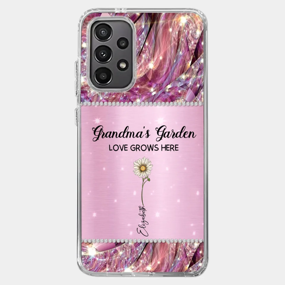 Grandma’s Love Doesn’t Grow Old, It Grows Deeper - Family Personalized Custom Faux Jewelry Effect Printed Clear Phone Case - Gift For Mom, Grandma