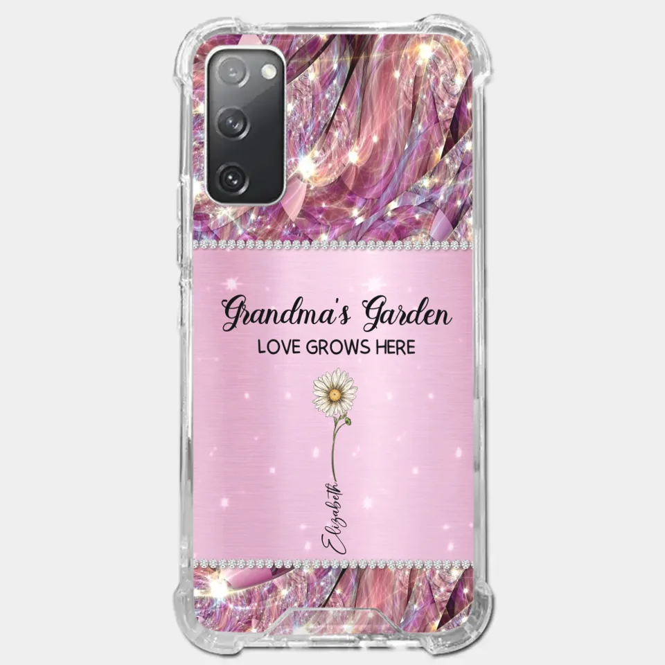 Grandma’s Love Doesn’t Grow Old, It Grows Deeper - Family Personalized Custom Faux Jewelry Effect Printed Clear Phone Case - Gift For Mom, Grandma