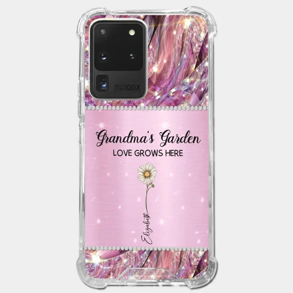 Grandma’s Love Doesn’t Grow Old, It Grows Deeper - Family Personalized Custom Faux Jewelry Effect Printed Clear Phone Case - Gift For Mom, Grandma
