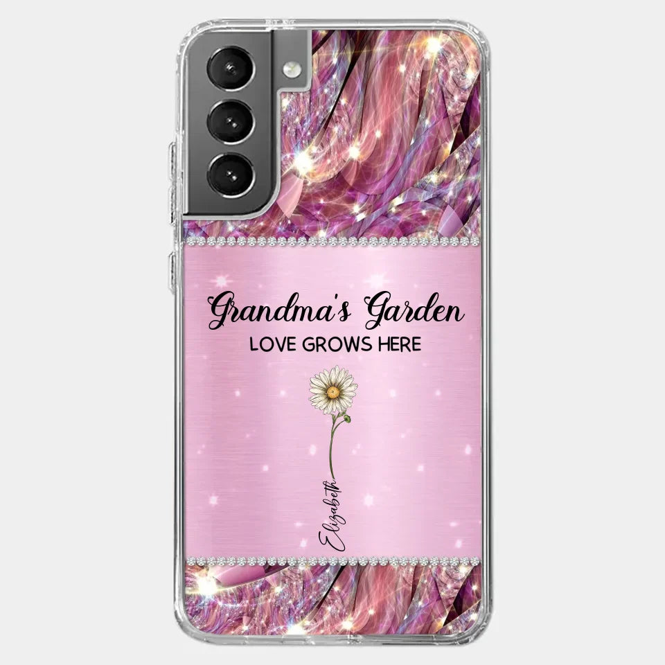 Grandma’s Love Doesn’t Grow Old, It Grows Deeper - Family Personalized Custom Faux Jewelry Effect Printed Clear Phone Case - Gift For Mom, Grandma