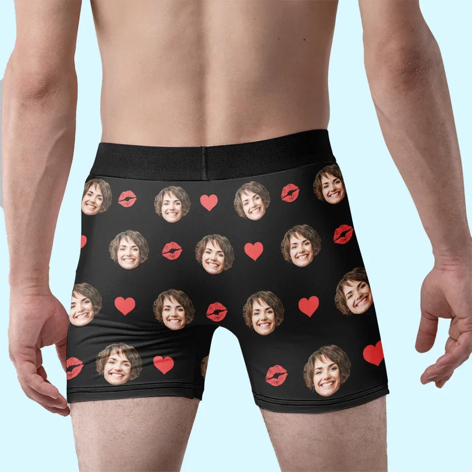 Custom Photo When You Laugh, My World Sings Along - Couple Personalized Custom Boxer Briefs, Men's Boxers - Gift For Husband Wife, Anniversary