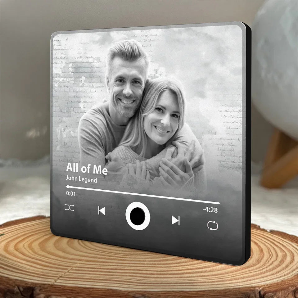 Custom Photo I Know What True Love Is Because Of You - Couple Personalized Custom Music Fridge Magnet That Can Play Songs - Gift For Husband Wife, Anniversary