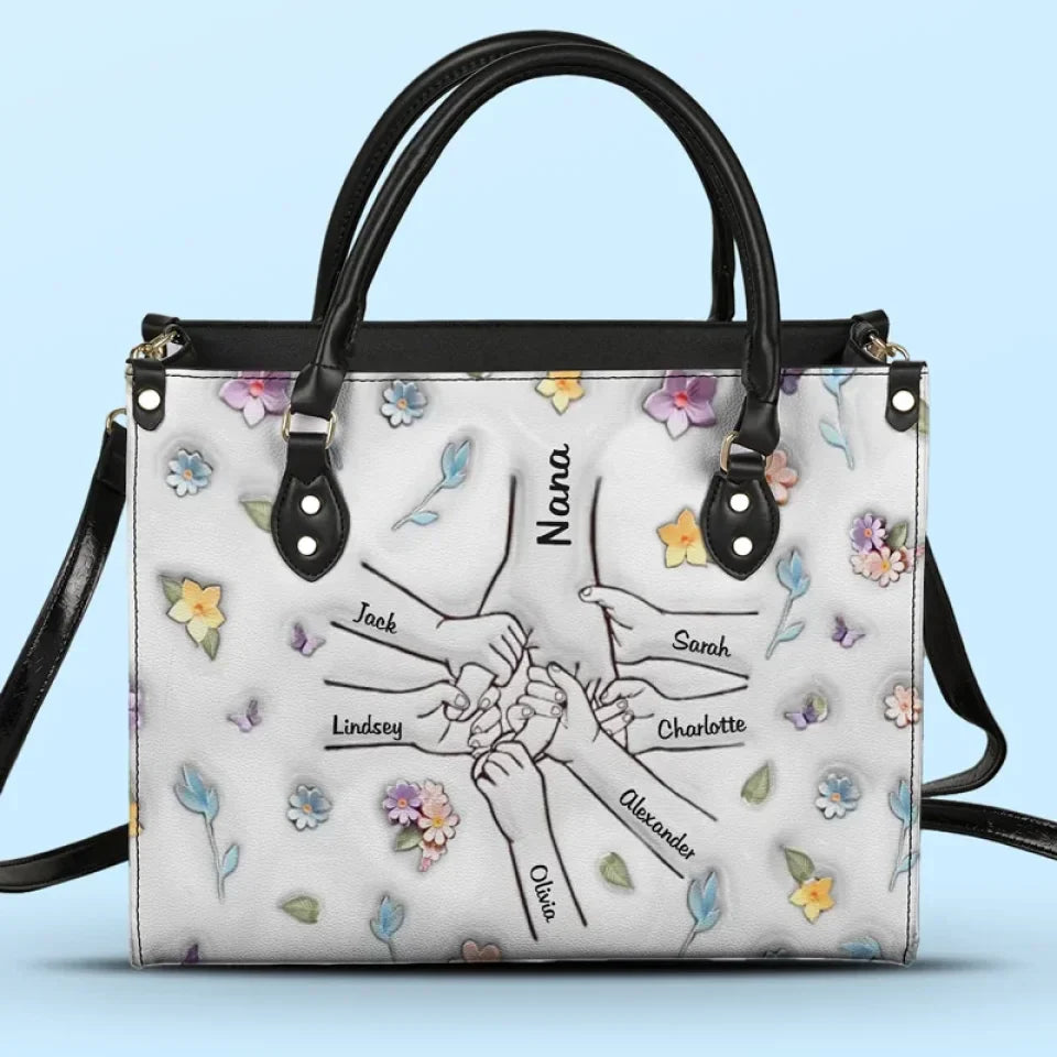 You Are My Guiding Star - Family Personalized Custom 3D Inflated Effect Printed Leather Handbag - Gift For Mom, Grandma