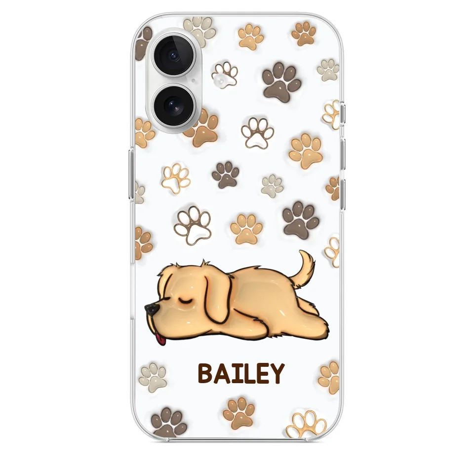 Pets Leave Paw Prints On Our Hearts - Dog & Cat Personalized Custom 3D Inflated Effect Printed Clear Phone Case - Gift For Pet Owners, Pet Lovers