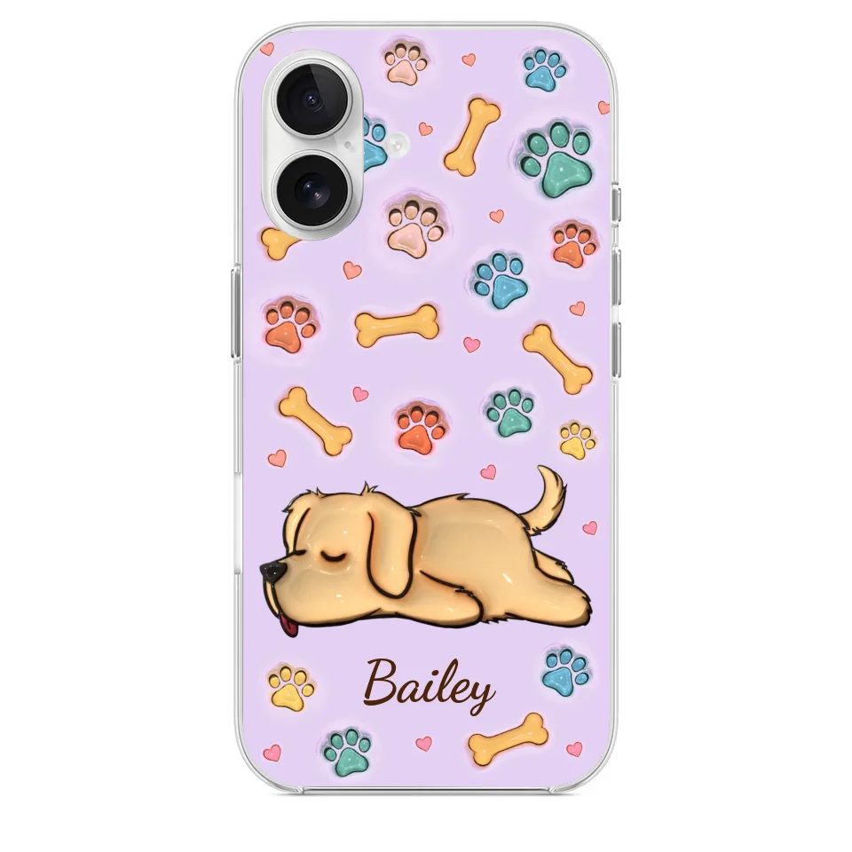 My Pets Are My Happy Place - Dog & Cat Personalized Custom 3D Inflated Effect Printed Clear Phone Case - Gift For Pet Owners, Pet Lovers