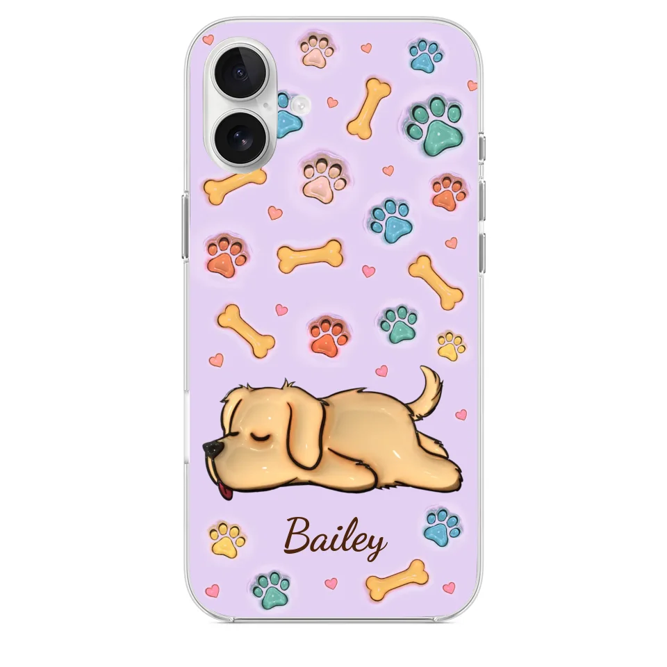 My Pets Are My Happy Place - Dog & Cat Personalized Custom 3D Inflated Effect Printed Clear Phone Case - Gift For Pet Owners, Pet Lovers