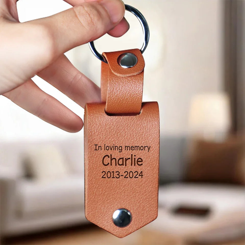 Custom Photo If Love Alone Could Have Saved You - Memorial Personalized Custom Engraved Leather Keychain - Sympathy Gift For Pet Owners, Pet Lovers