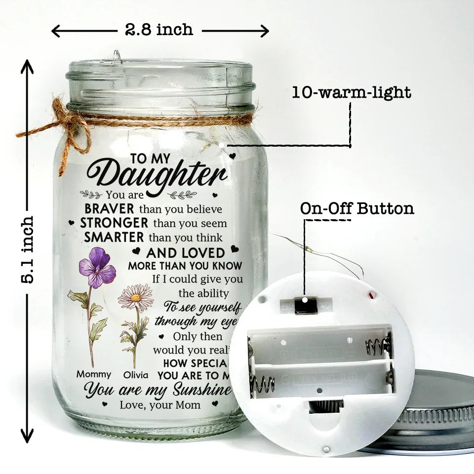 You Are My Sunshine - Family Personalized Custom Mason Jar Light - Gift For Mom, Daughter