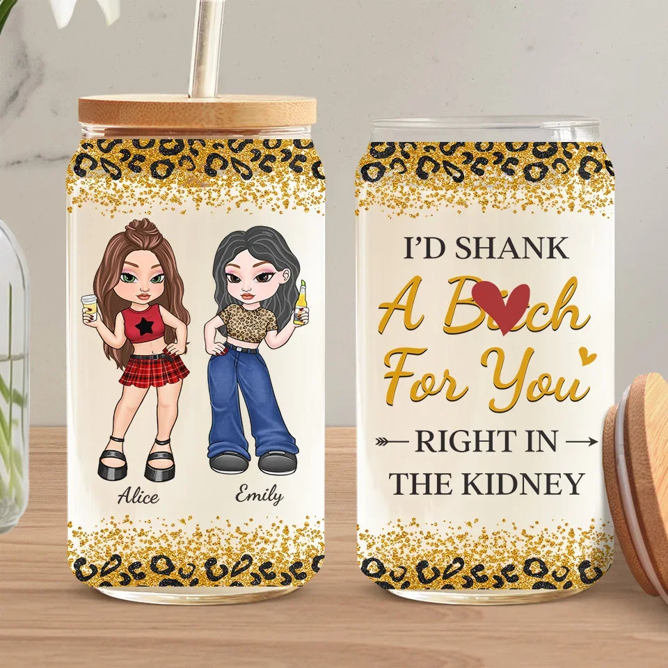 Better Together - Bestie Personalized Custom Glass Cup, Iced Coffee Cup - Gift For Best Friends, BFF, Sisters