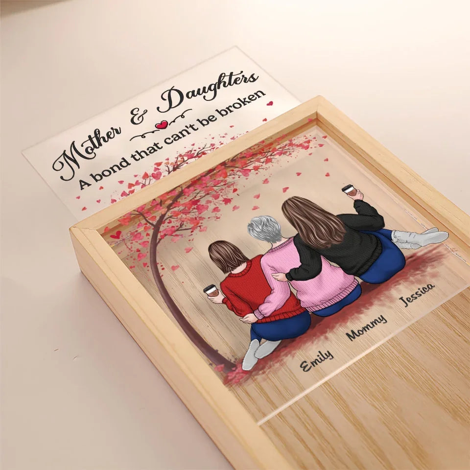 A Mother And Daughter’s Bond Is Unbreakable - Family Personalized Custom Frame Light Box - Gift For Mom, Daughter