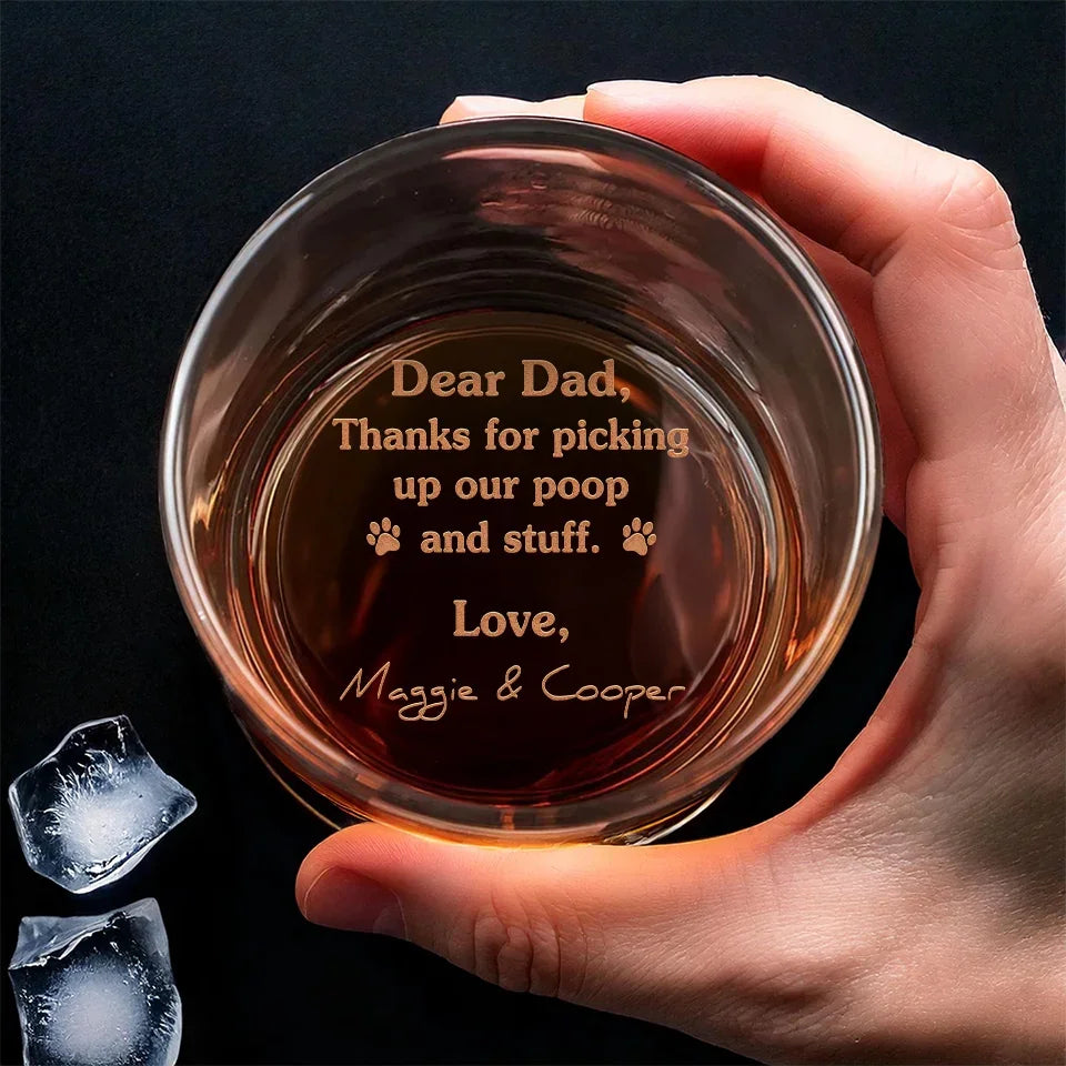 Thanks For Picking My Poop And Stuff - Dog & Cat Personalized Custom Whiskey Glass - Gift For Pet Owners, Pet Lovers
