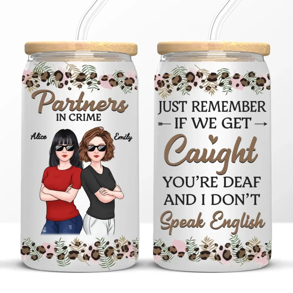 We Go Together Like Trouble And Fun - Bestie Personalized Custom Glass Cup, Iced Coffee Cup - Gift For Best Friends, BFF, Sisters