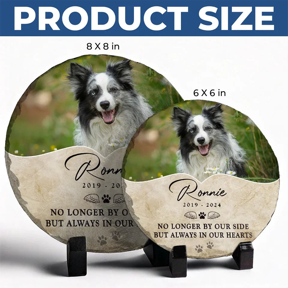 Custom Photo Your Paw Prints Are Forever Etched On My Soul - Memorial Personalized Custom Round Shaped Stone With Stand - Sympathy Gift For Pet Owners, Pet Lovers