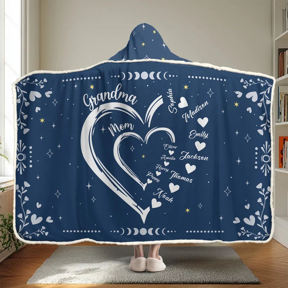 Rooted In Love, Growing Together - Family Personalized Custom Snuggle Blanket, Hoodie Blanket - Gift For Mom, Grandma