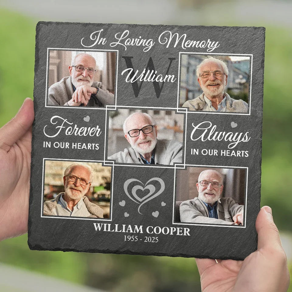 Custom Photo A Cherished Reminder Of Love That Connects Us - Memorial Personalized Custom Square Shaped Stone With Stand - Sympathy Gift For Family Members