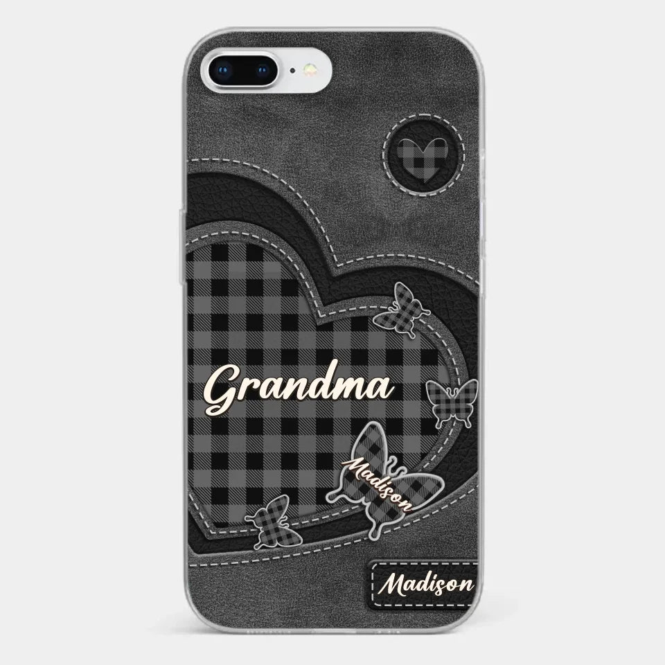 Grandma’s Love Is A Hug That Never Ends - Family Personalized Custom Clear Phone Case - Gift For Mom, Grandma