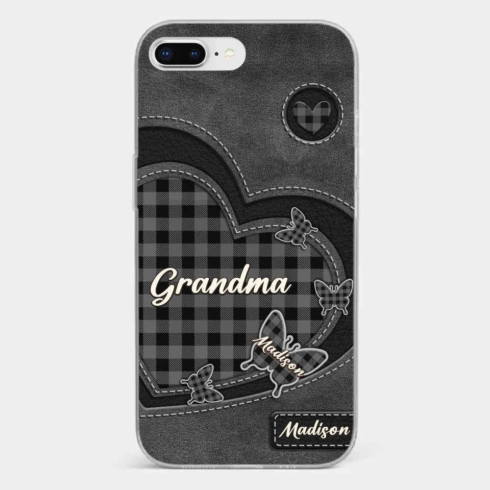 Grandma’s Love Is A Hug That Never Ends - Family Personalized Custom Clear Phone Case - Gift For Mom, Grandma