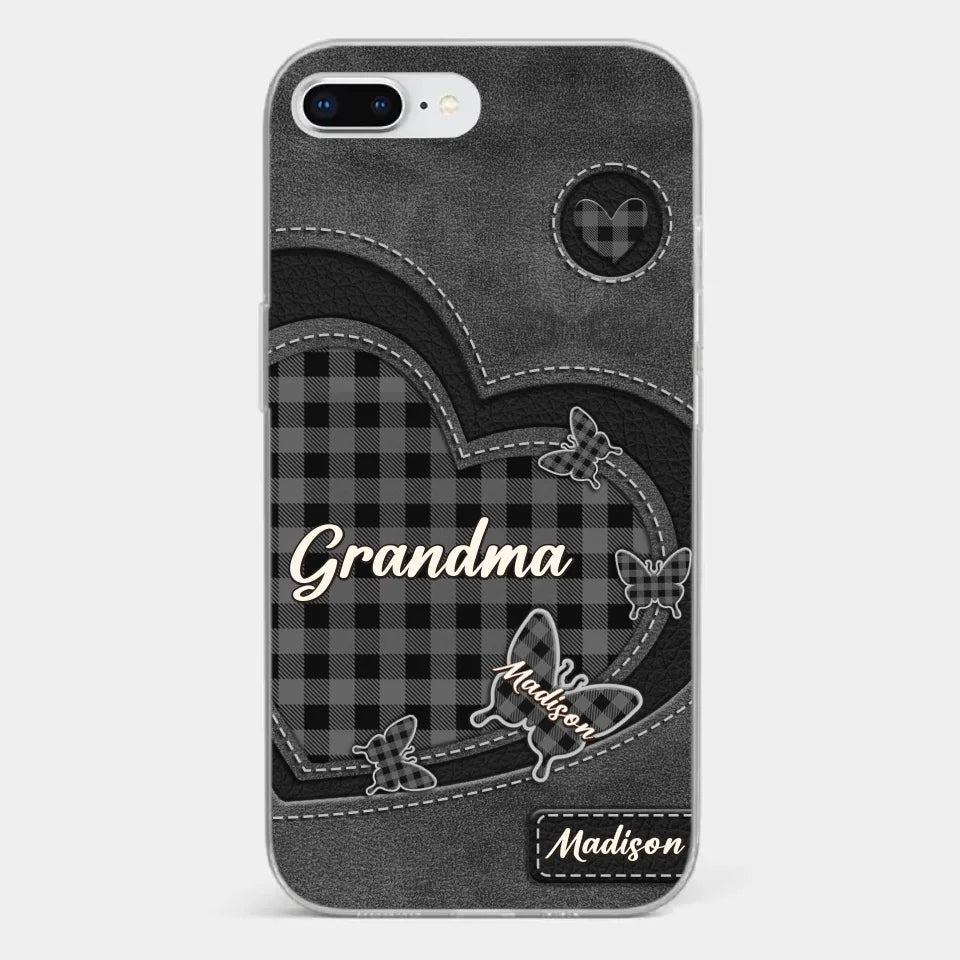 Grandma’s Love Is A Hug That Never Ends - Family Personalized Custom Clear Phone Case - Gift For Mom, Grandma