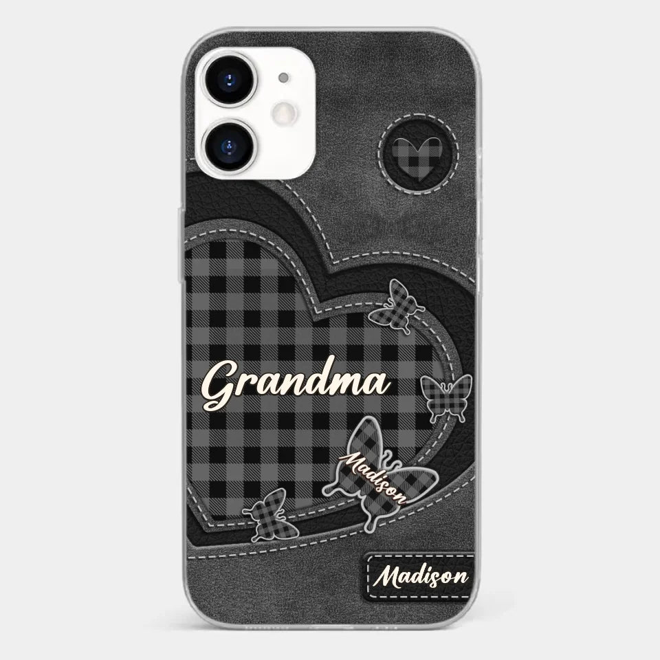 Grandma’s Love Is A Hug That Never Ends - Family Personalized Custom Clear Phone Case - Gift For Mom, Grandma