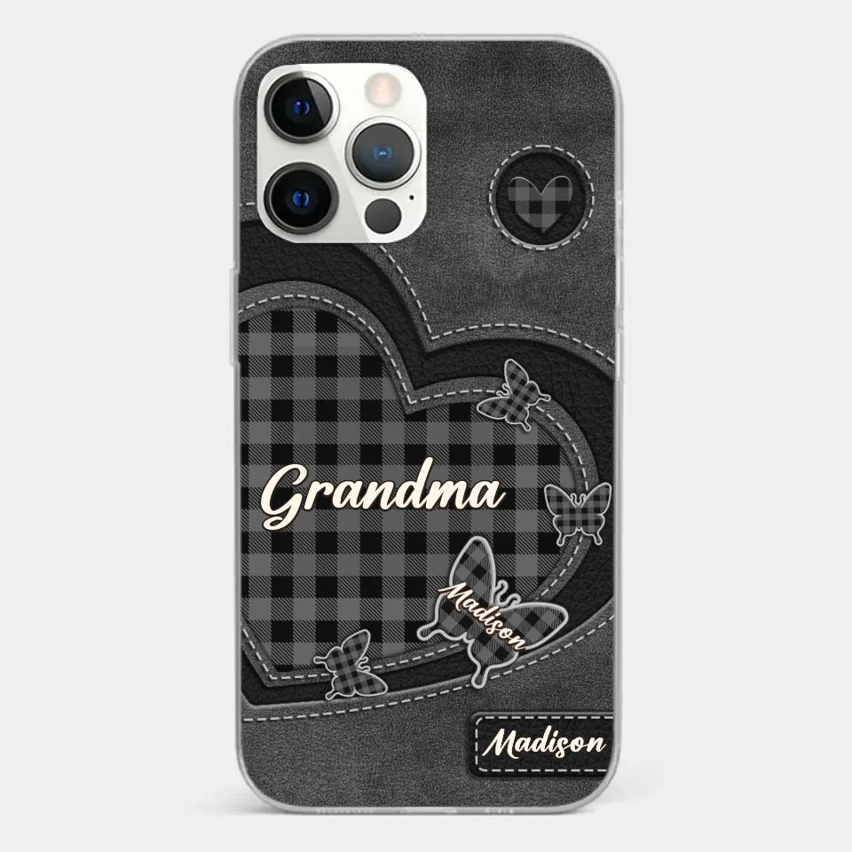 Grandma’s Love Is A Hug That Never Ends - Family Personalized Custom Clear Phone Case - Gift For Mom, Grandma