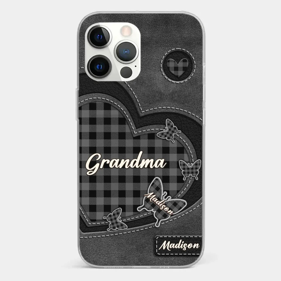 Grandma’s Love Is A Hug That Never Ends - Family Personalized Custom Clear Phone Case - Gift For Mom, Grandma