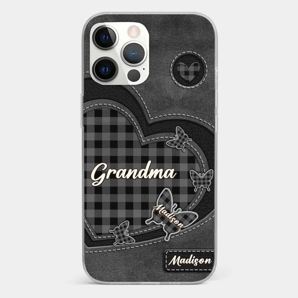 Grandma’s Love Is A Hug That Never Ends - Family Personalized Custom Clear Phone Case - Gift For Mom, Grandma