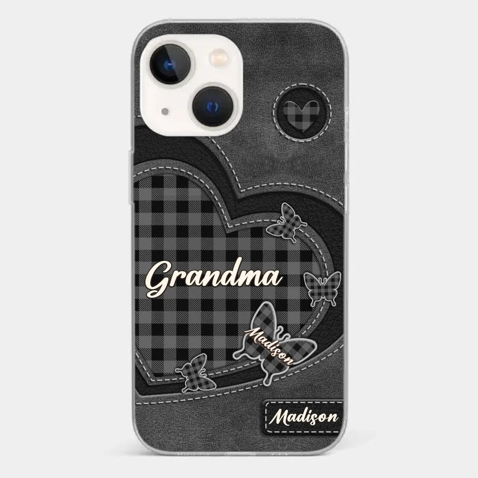Grandma’s Love Is A Hug That Never Ends - Family Personalized Custom Clear Phone Case - Gift For Mom, Grandma