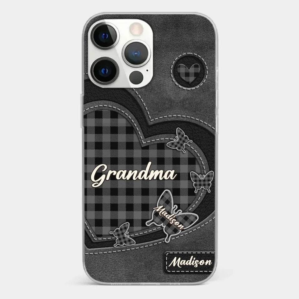 Grandma’s Love Is A Hug That Never Ends - Family Personalized Custom Clear Phone Case - Gift For Mom, Grandma
