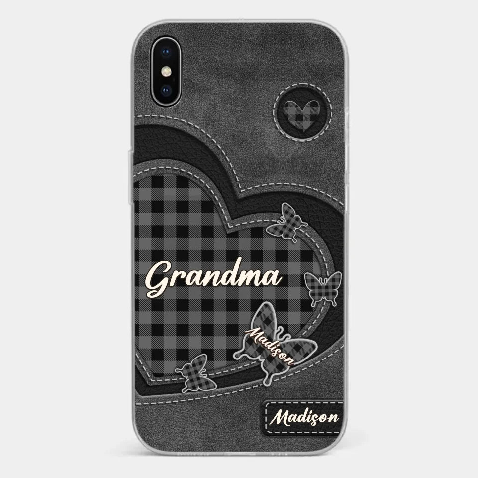 Grandma’s Love Is A Hug That Never Ends - Family Personalized Custom Clear Phone Case - Gift For Mom, Grandma