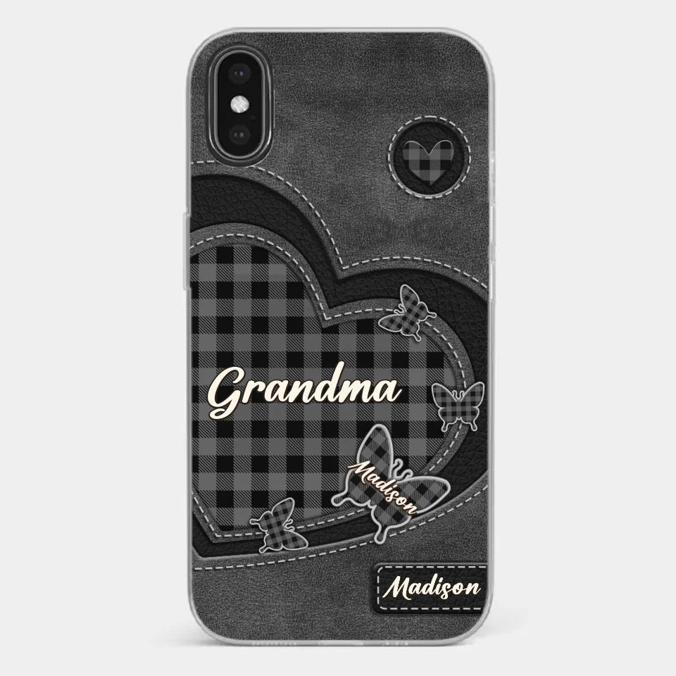 Grandma’s Love Is A Hug That Never Ends - Family Personalized Custom Clear Phone Case - Gift For Mom, Grandma
