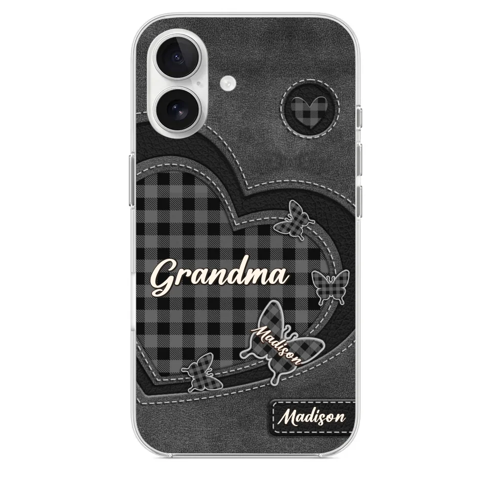 Grandma’s Love Is A Hug That Never Ends - Family Personalized Custom Clear Phone Case - Gift For Mom, Grandma