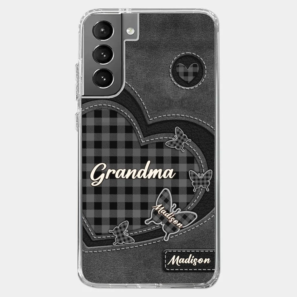 Grandma’s Love Is A Hug That Never Ends - Family Personalized Custom Clear Phone Case - Gift For Mom, Grandma