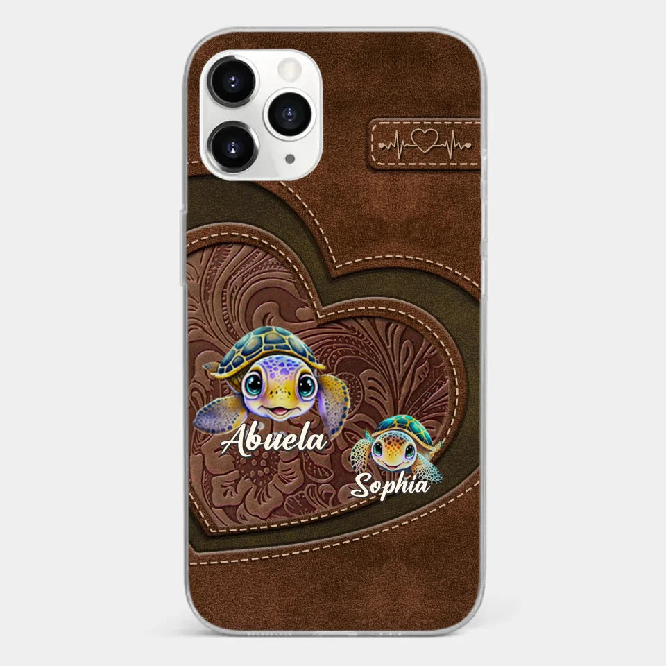 A Turtle Carries Its Home, Grandma Carries Generations Of Love - Family Personalized Custom Clear Phone Case - Gift For Mom, Grandma