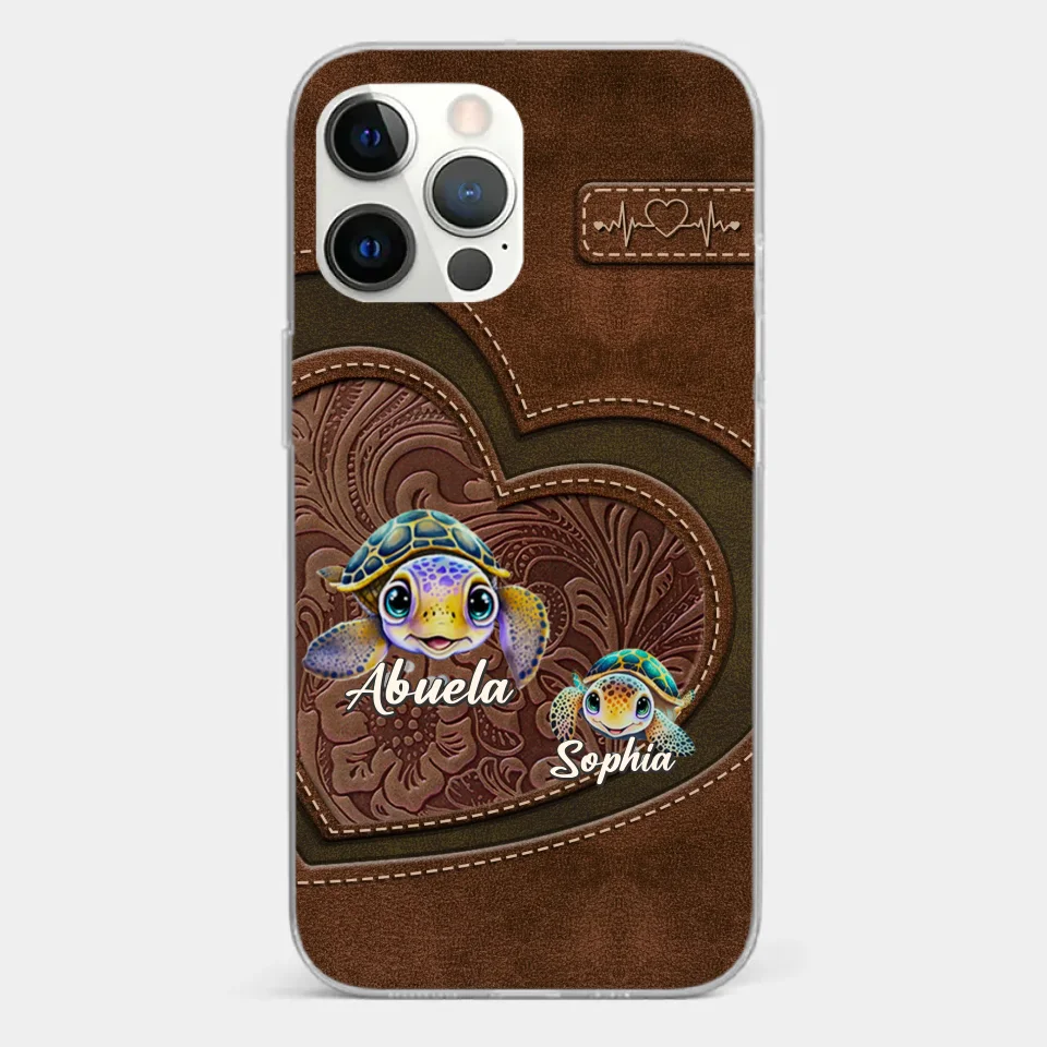 A Turtle Carries Its Home, Grandma Carries Generations Of Love - Family Personalized Custom Clear Phone Case - Gift For Mom, Grandma