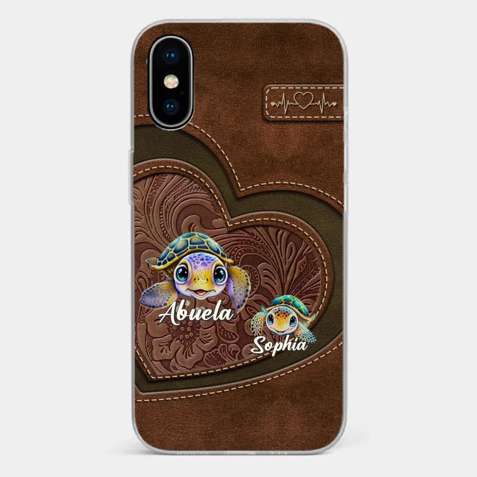 A Turtle Carries Its Home, Grandma Carries Generations Of Love - Family Personalized Custom Clear Phone Case - Gift For Mom, Grandma