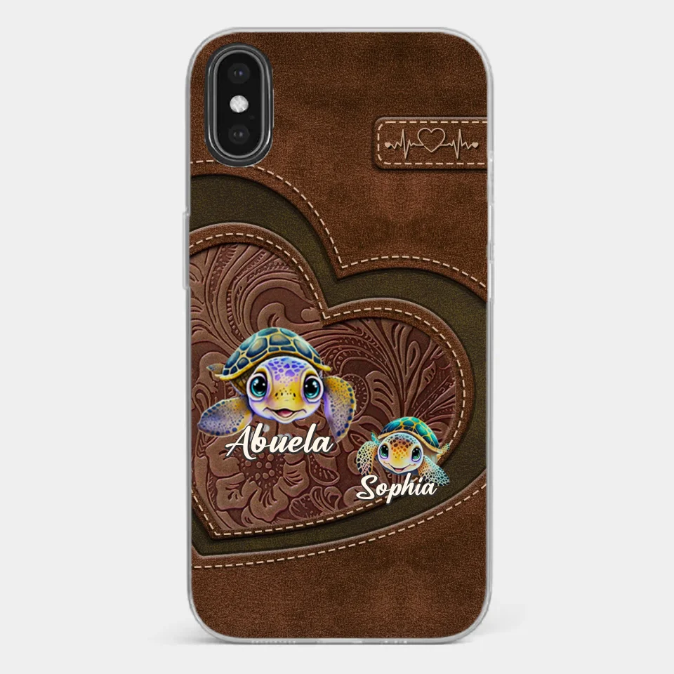 A Turtle Carries Its Home, Grandma Carries Generations Of Love - Family Personalized Custom Clear Phone Case - Gift For Mom, Grandma