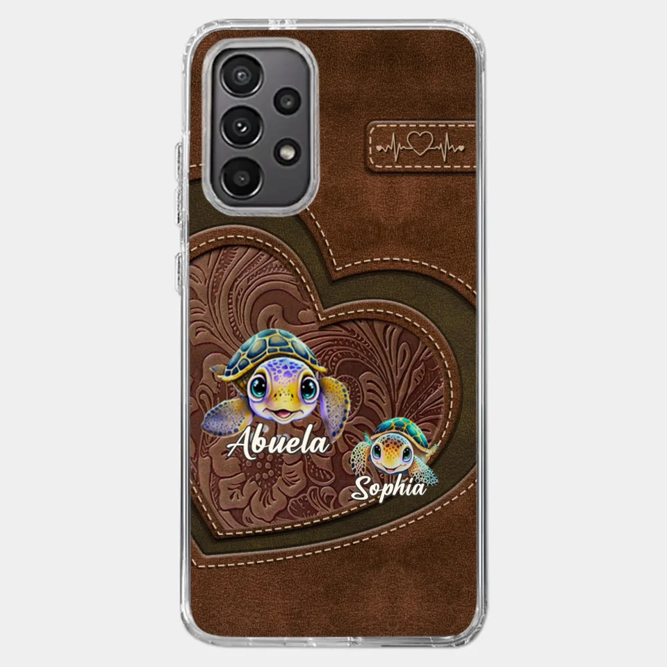 A Turtle Carries Its Home, Grandma Carries Generations Of Love - Family Personalized Custom Clear Phone Case - Gift For Mom, Grandma