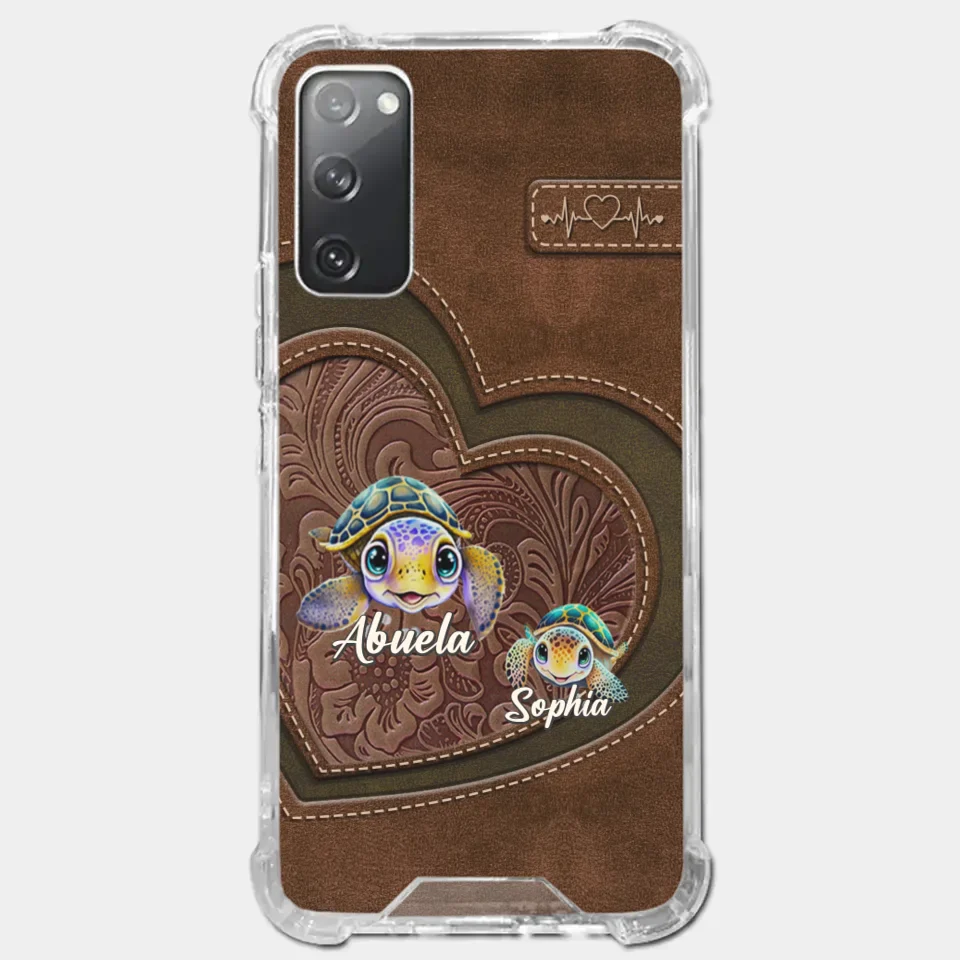A Turtle Carries Its Home, Grandma Carries Generations Of Love - Family Personalized Custom Clear Phone Case - Gift For Mom, Grandma