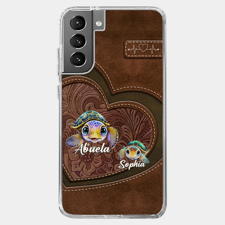 A Turtle Carries Its Home, Grandma Carries Generations Of Love - Family Personalized Custom Clear Phone Case - Gift For Mom, Grandma