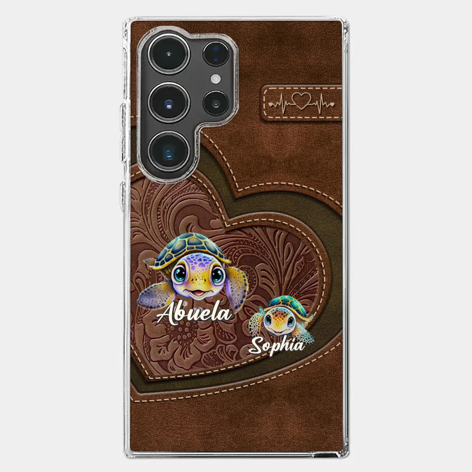 A Turtle Carries Its Home, Grandma Carries Generations Of Love - Family Personalized Custom Clear Phone Case - Gift For Mom, Grandma