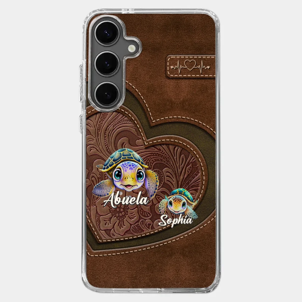 A Turtle Carries Its Home, Grandma Carries Generations Of Love - Family Personalized Custom Clear Phone Case - Gift For Mom, Grandma