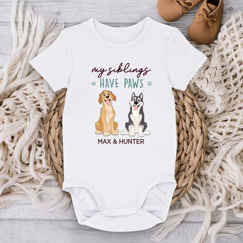 My Bestie Is Furry And Fabulous - Dog Personalized Custom Baby Onesie - Baby Shower Gift, Gift For Pet Owners, Pet Lovers