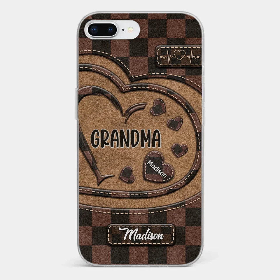 Grandma’s Love Is The Heart Of Our Family - Family Personalized Custom Clear Phone Case - Gift For Mom, Grandma