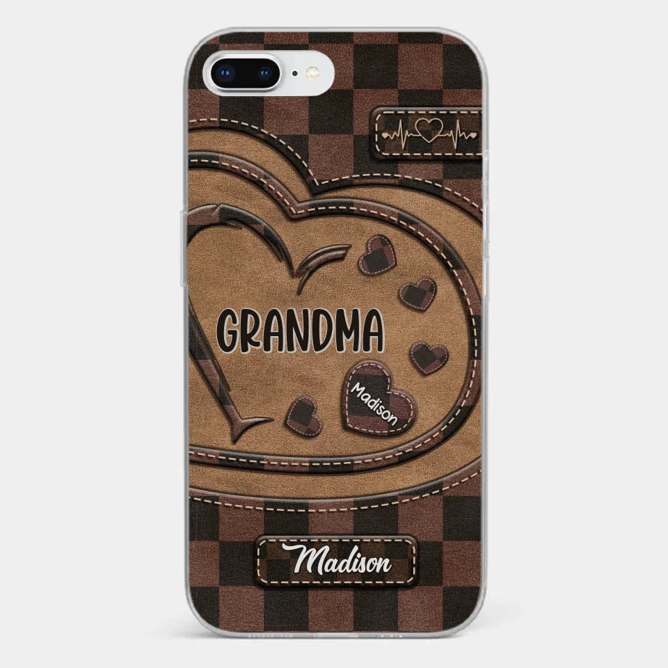 Grandma’s Love Is The Heart Of Our Family - Family Personalized Custom Clear Phone Case - Gift For Mom, Grandma