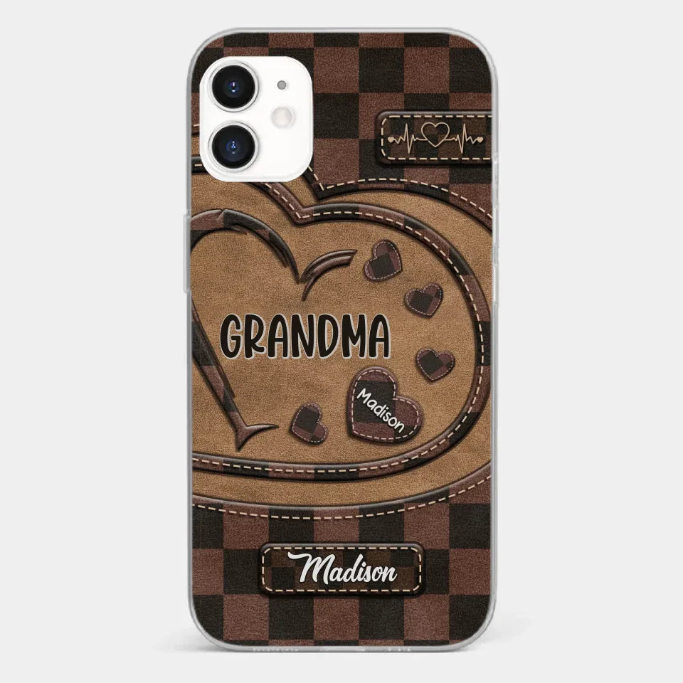Grandma’s Love Is The Heart Of Our Family - Family Personalized Custom Clear Phone Case - Gift For Mom, Grandma